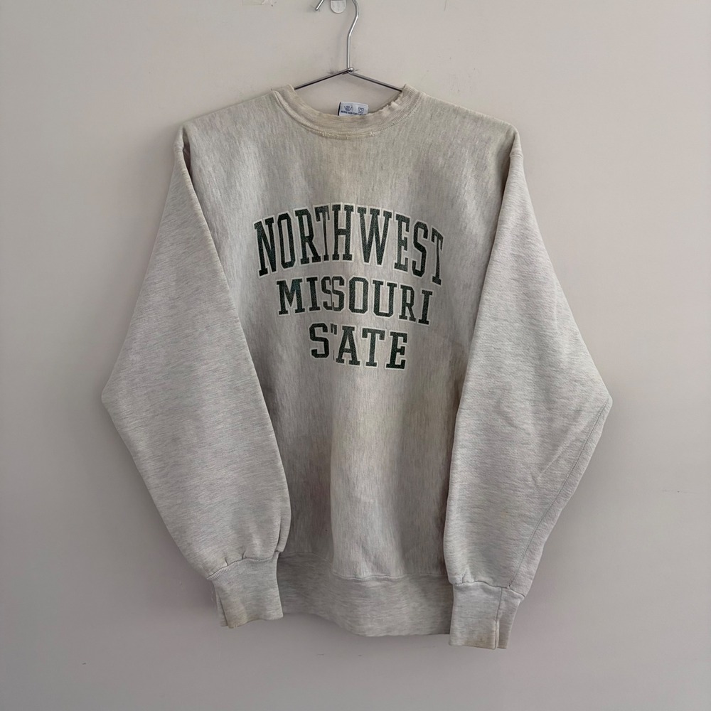 Vintage MV Sport Pro Weave Northwest Missouri State Sweatshirt L Grey USA Made